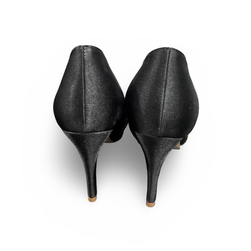 Eriunor Black Satin Rhinestone Platform Pumps High Heels Women's Size 6 - Picture 4 of 8